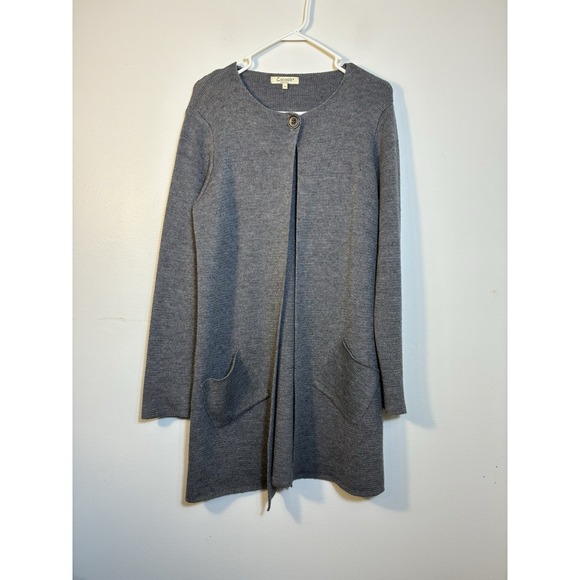 cocogio cardigan Sz XL Gray Made In Italy Merino Wool Pockets 1 Button Closure - Picture 1 of 6